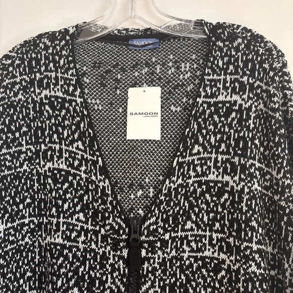 Samoon black and white V neck cardi sweater - Picture 2 of 5